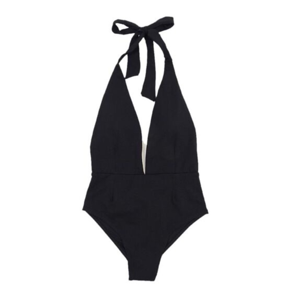 Alexandra Miro Women's Eva Plunge One Piece Swimsuit S, Black